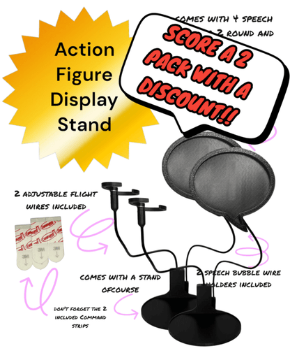 Action Figure Display Stand with Speech Bubbles - 2 PACK - MyFigVoice