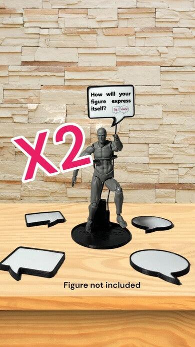 Action Figure Display Stand with Speech Bubbles - 2 PACK - MyFigVoice