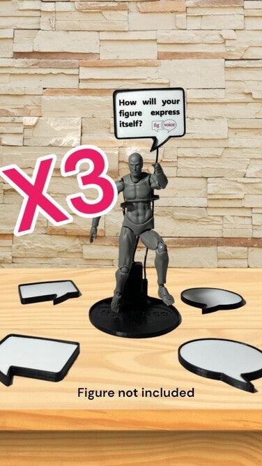 Action Figure Display Stand with Speech Bubbles - 3 PACK - MyFigVoice